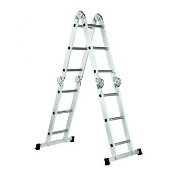 Лестница шарнирная комбинированная WERK LC5412B (4x3) (металл+алюминий) - Фото №1