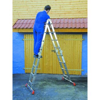 Лестница шарнирная комбинированная WERK LC5412B (4x3) (металл+алюминий) - Фото №2