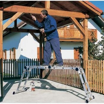 Лестница шарнирная комбинированная WERK LC5412B (4x3) (металл+алюминий) - Фото №3