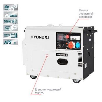 Дизельный генератор HYUNDAI DHY 6000SE-3 - Фото №2