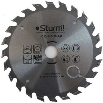 Диск пильный STURM 9020-160-20-24T  160х20 мм 24 зуба по дереву - Фото №1