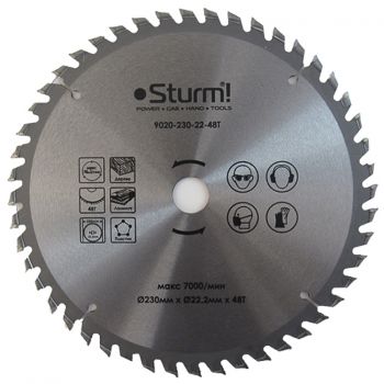 Диск пильный STURM 9020-230-22-48T 230х22 мм 48 зубов по дереву - Фото №1