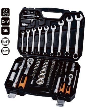 Набор ключей и насадок торцевых MASTERTOOL 1/4” и 1/2” с трещоткой (78-5182) - Фото №1