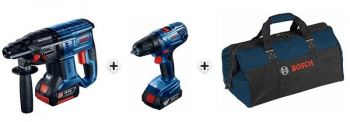 Набор аккумуляторного инструмента BOSCH GBH 180-LI + GSR 180-LI в сумке (06019F8102) - Фото №2