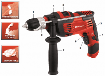 Дрель ударная Einhell TC-ID 720 E (4259819) - Фото №2
