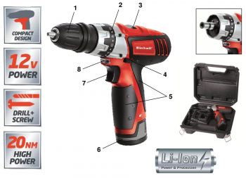 Шуруповерт аккумуляторный Einhell TC-CD 12 Li (4513206) - Фото №3