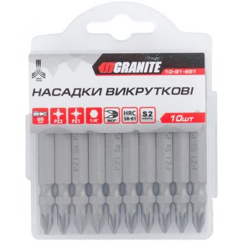 Насадки отверточные Granite РZ2-РZ1х65 мм S2, 10 шт. (10-91-651) - Фото №2