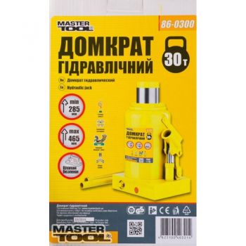 Домкрат гидравлический бутылочный Mastertool 30 т, 285-465 мм (86-0300) - Фото №2