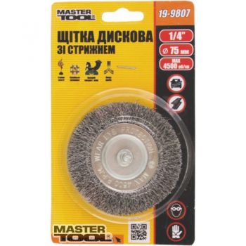 Щетка дисковая Mastertool из рифленой проволоки D50 мм со стержнем 1/4" (19-9805) - Фото №2