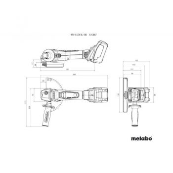Аккумуляторная болгарка Metabo WB 18 LTX BL 180 Каркас в MetaLoc (613087840) - Фото №2