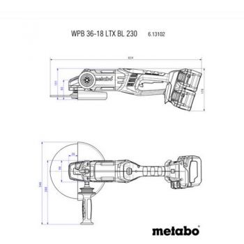 Аккумуляторная болгарка Metabo WPB 36-18 LTX BL 230 Каркас (613102840) - Фото №4