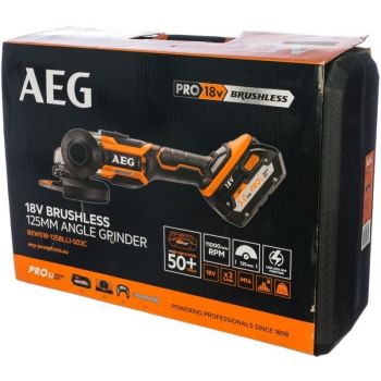 Аккумуляторная угловая шлифмашина AEG BEWS18-125BL-502C (4935464417) - Фото №6