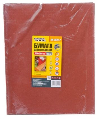 Бумага шлифовальная водостойкая MasterTool Р320 230х280 мм, 20 шт. (08-2632-Р) - Фото №1
