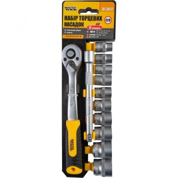 Набор насадок торцевых с трещоткой Mastertool CrV 3/8” 10-24 мм 12 шт. (78-3812) - Фото №1