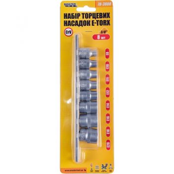 Набор насадок торцевых Mastertool CRV, E-TORX 3/8", E8-E20, 8 шт. (78-3808) - Фото №2