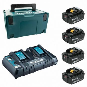 Набор аккумуляторов Makita LXT BL1860Bx4, DC18RD, Makpac3 (198091-4) - Фото №1