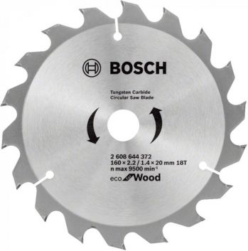 Диск пильный по дереву Bosch 160x20/16x18T ECO for Wood (2608644372) - Фото №1