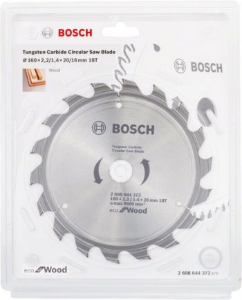 Диск пильный по дереву Bosch 160x20/16x18T ECO for Wood (2608644372) - Фото №2