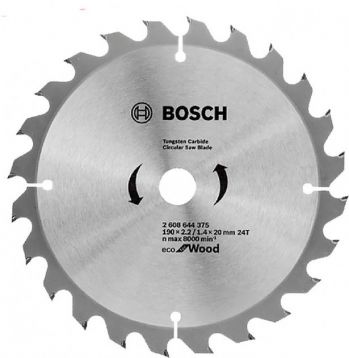 Диск пильный по дереву Bosch 190x20/16x24T ECO for Wood (2608644375) - Фото №1
