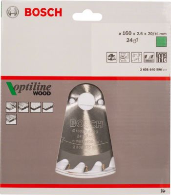 Диск пильный Bosch 160x20x24T OPTILINE (2608640596) - Фото №2