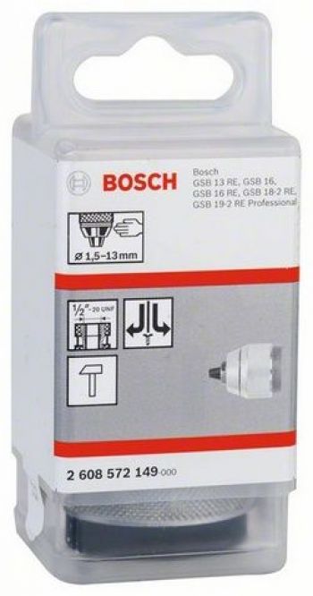 Патрон быстрозажимной Bosch 1,5 - 13 мм 1/2 "1,5-13 для ударных дрелей GSB (2608572149) - Фото №2