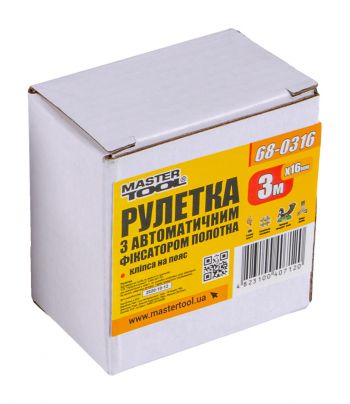 Рулетка Mastertool 3м х 16мм з автоматичним фіксатором полотна (68-0316) - Фото №2