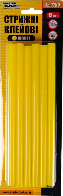 Стрижні клейові Mastertool 11,2 х200мм, 12шт, жовті (42-1160) - Фото №2