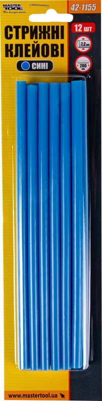 Стрижні клейові Mastertool 7,2 х200мм, 12шт, сині (42-1155) - Фото №2