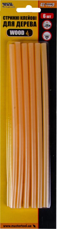 <font class="" style="vertical-align: inherit;">Стрижні клейові Mastertool WOOD 7,2 х200мм, 6шт, для дерева (42-1169) - Фото №2