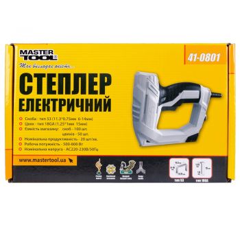 Степлер электрический Mastertool скоба 6-14 мм 11.3*0.7 мм, гвоздь 15 мм (41-0801) - Фото №3