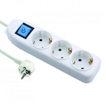 Удлинитель бытовой Electraline 1.5 м, 3х1.0 мм, 3 розетки с кнопкой (62010) - Фото №1