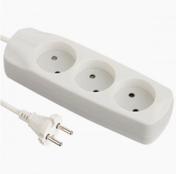 Удлинитель бытовой Electraline 3 м, 2х0.75 мм, 3 розетки (62003) - Фото №1