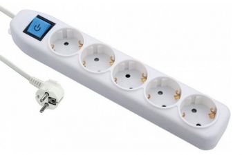 Удлинитель бытовой Electraline 3 м, 3х1.0 мм, 5 розеток, с кнопкой (62052) - Фото №1