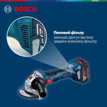 Кутова шліфувальна машина акумуляторна Bosch Professional GWS 180-LI, кейс (06019H9025) - Фото №5