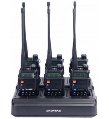 Комплект рацій Baofeng UV-5R Black SIX PACK Зарядний комплект BL-5X6 та 6 АКБ BL-5 (ГРР00000212) - Фото №1