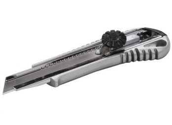 Нож Mastertool 18 мм металлический с направляющей винтовой замок (17-0198) - Фото №1