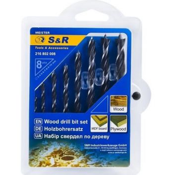 Набор сверл S+R Meister по дереву 8 шт. 3-10 мм (216802008) - Фото №1