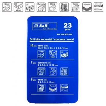 Набор сверл комбинированный S+R 23 шт.(216300023) - Фото №2