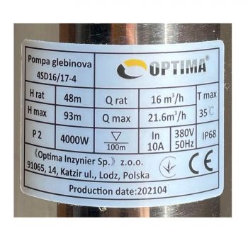 Насос скважинный с повышенной устойчивостью к песку OPTIMA 4SD16/17 трехфазный - Фото №3