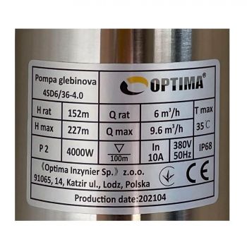 Насос скважинный с повышенной устойчивостью к песку OPTIMA 4SD6/36 трехфазный - Фото №3