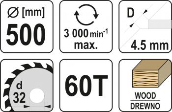 Диск пильный по дереву YATO 500x32x60T YT-60871 - Фото №3