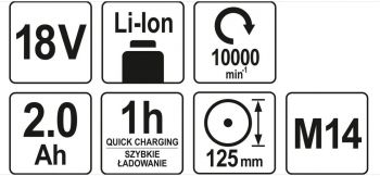 Аккумуляторная болгарка YATO YT-82826 - Фото №4