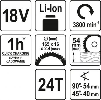 Пила дискова ручна акумуляторна YATO YT-82811 - Фото №4