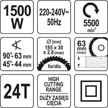 Пила дисковая ручная сетевая YATO YT-82151 - Фото №4