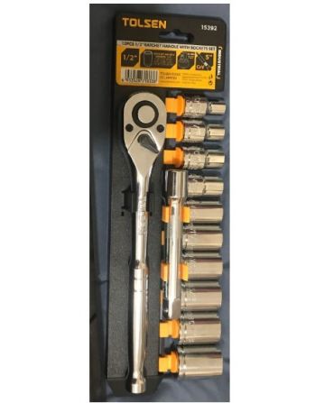 Трещотка с набором головок Tolsen 1/2" 12 шт. (15392) - Фото №2