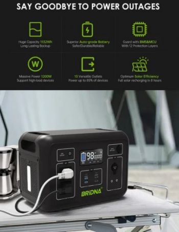 Портативная электростанция Bridna 1200 W (1600386126304) - Фото №3