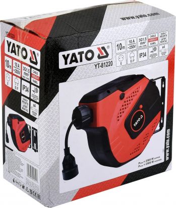 Удлинитель на автоматическом барабане 10 м YATO YT-81220 - Фото №2