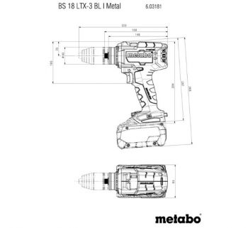 Дриль-шуруповерт акумуляторний Metabo BS 18 LTX-3 BL I Metal (603181660) - Фото №3