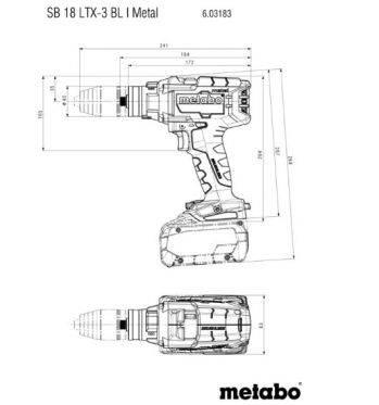 Дриль-шуруповерт акумуляторний Metabo SB 18 LTX-3 BL I Metal (603183650) - Фото №2