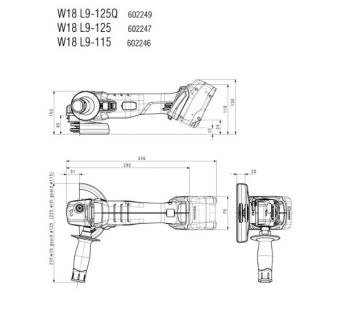 Болгарка акумуляторна Metabo W 18 L 9-125 Каркас (602247850) - Фото №3